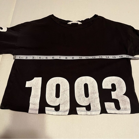 H&M Womens Faded Black Crop Long Sleeve Shirt San Fran 1993 Top Y2K 90s *FLAW - Picture 4 of 12